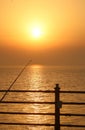 Fishing rod at sunset, Stone Jetty, Morecambe Royalty Free Stock Photo