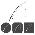 Fishing rod - vector icons set Royalty Free Stock Photo