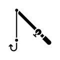 Fishing rod vector, Summer Holiday related solid icon Royalty Free Stock Photo