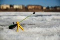 Fishing rod for winter fishing in the snow