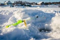 Fishing rod for winter fishing in the snow