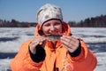 Fishing rod for winter fishing in the snow