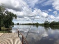 Fishing rods on the river bank