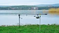 Fishing rods waiting for the byte on a lake