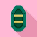 Fishing rubber boat icon, flat style