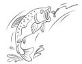 Fishing Salmon Fish Black And White Illustration Design