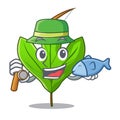 Fishing sassafras leaf in the mascot pots Royalty Free Stock Photo