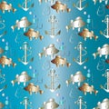 Fishing seamless pattern Royalty Free Stock Photo