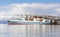 Fishing seiners near the pier in Avacha Bay in Kamchatka.