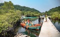 Fishing service boats wait for tourists in a pier on Koh Kood, Trat Province, Thailand