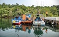 Fishing service boats wait for tourists in a pier on Koh Kood, Trat Province, Thailand