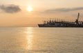 The fishing ships on a decline on a pier on Kamchatka Royalty Free Stock Photo