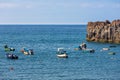 Fishing ships near Camara do Lobos at Madeira Island Royalty Free Stock Photo