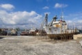 Fishing ships and the repairing part from Catania dock Royalty Free Stock Photo