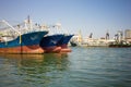 Fishing ships in the sea harbor