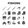 Fishing Shop Products Collection Icons Set Vector Royalty Free Stock Photo