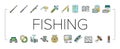 Fishing Shop Products Collection Icons Set Vector . Royalty Free Stock Photo