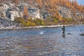 Fishing for Siberian taimen spinning on the river