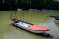 Fishing small boat on the river Royalty Free Stock Photo