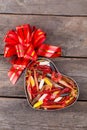 Fishing softbaits in gift box for valentines day Royalty Free Stock Photo