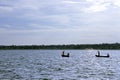 Fishing in source of White Nile River, Uganda Royalty Free Stock Photo