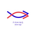 Fishing, spearfishing vector logo design template.