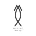 Fishing, spearfishing vector logo design template.