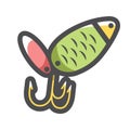 Fishing spinner hook Vector icon Cartoon illustration.