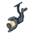 Fishing spinning reel icon, isometric style