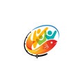 Fishing sport logo, marine life design vector, colorful style Royalty Free Stock Photo