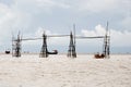 Fishing Stakes in Tabo River - Borneo - Malaysia Royalty Free Stock Photo