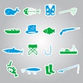 Fishing stickers set eps10