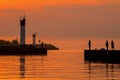 Fishing At Sunrise In Bronte, Ontario, Canada Royalty Free Stock Photo