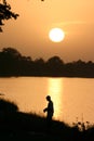 Fishing at sunset