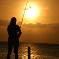Fishing sunset belize Royalty Free Stock Photo