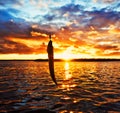 Fishing at sunset