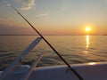 Fishing sunset Royalty Free Stock Photo