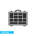 Fishing tackle box icon in silhouette flat style isolated on white background. Royalty Free Stock Photo