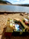 Fishing Tackle Box in the lake