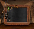 Fishing Tackle with Empty Blackboard