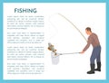 Fishing with Tackle and Landing Net for Fish Catch Royalty Free Stock Photo