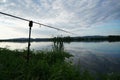 Fishing tackle photographed while fishing on the Danube on a midsummer afternoon Royalty Free Stock Photo