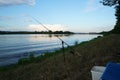 Fishing tackle photographed while fishing on the Danube on a midsummer afternoon Royalty Free Stock Photo