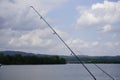 Fishing tackle photographed while fishing on the Danube on a midsummer afternoon Royalty Free Stock Photo