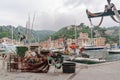 Fishing tackle at the pier, Italy, Portofino
