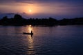 Fishing at Thu Bon river on sunset, Quang Nam, Vietnam Royalty Free Stock Photo