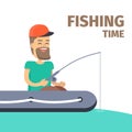 Fishing time. Fisherman Character Illustration Royalty Free Stock Photo