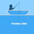 Fishing time creative poster with beautiful paper cut Royalty Free Stock Photo