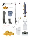 Fishing Tools and Equipment Vector Illustration Royalty Free Stock Photo