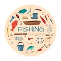 Fishing tools illustration Royalty Free Stock Photo